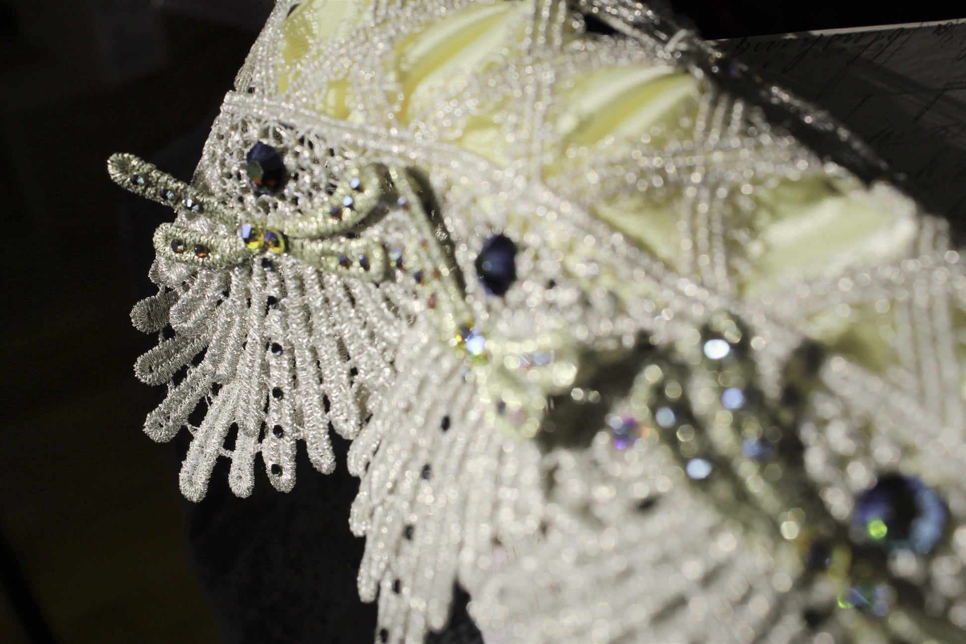 Yellow and blue dragonfly wedding garter