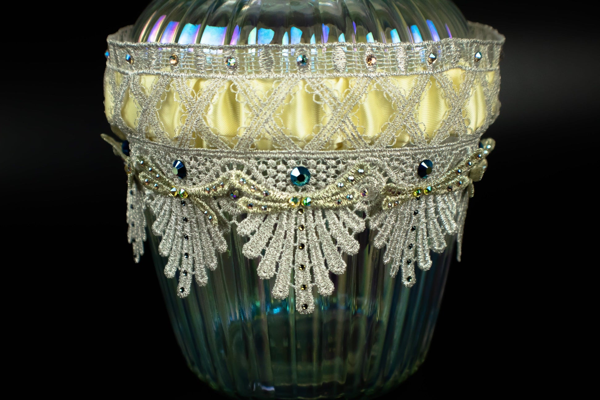 Yellow and blue dragonfly wedding garter